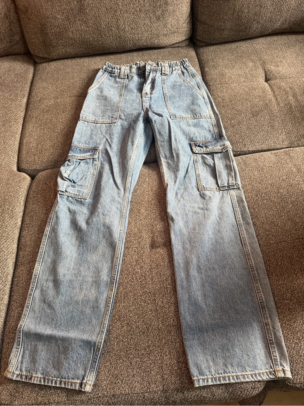 Fashion Nova Light Blue Cargo Denim